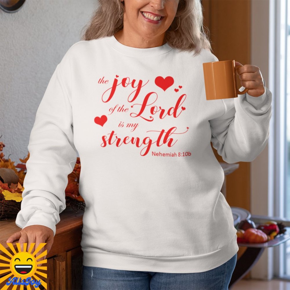 THE JOY OF THE LORD IS MY STRENGTH Fleece Pullover Crew Sweatshirt White